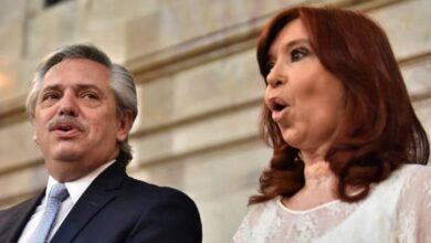 O presidente da Argentina, Alberto Fernández, e a vice-presidente, Cristina Kirchner, durante a posse presidencial - 10/12/2019